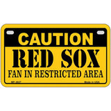 Caution Red Sox Fan Metal Novelty License Plate 7" x 4" (MP)