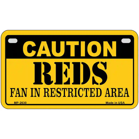 Caution Reds Fan Metal Novelty License Plate 7" x 4" (MP)