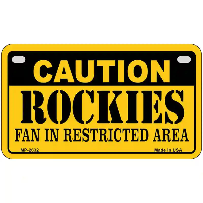 Caution Rockies Fan Metal Novelty License Plate 7" x 4" (MP)