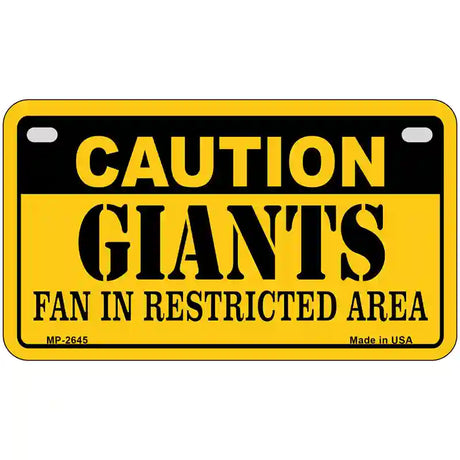 Caution Giants Fan Metal Novelty License Plate 7" x 4" (MP)