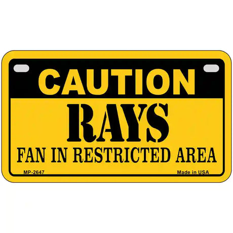 Caution Rays Fan Metal Novelty License Plate 7" x 4" (MP)