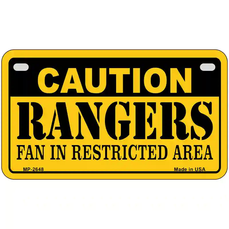 Caution Rangers Fan Metal Novelty License Plate 7" x 4" (MP)