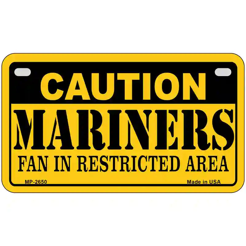 Caution Mariners Fan Metal Novelty License Plate 7" x 4" (MP)