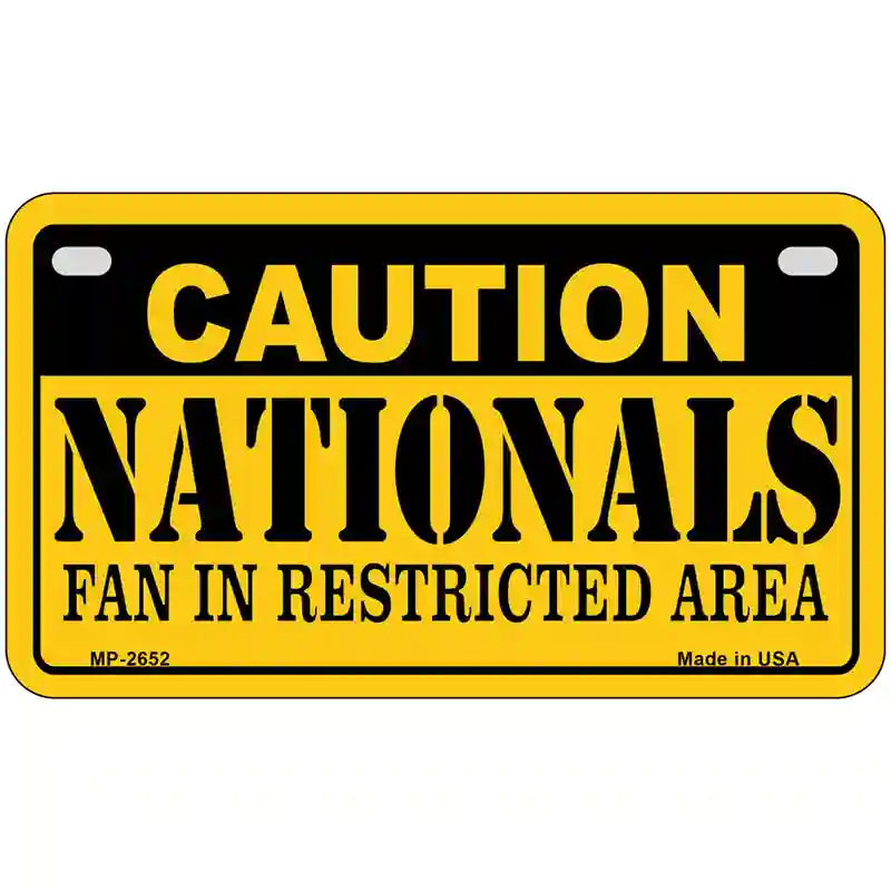 Caution Nationals Fan Metal Novelty License Plate 7" x 4" (MP)