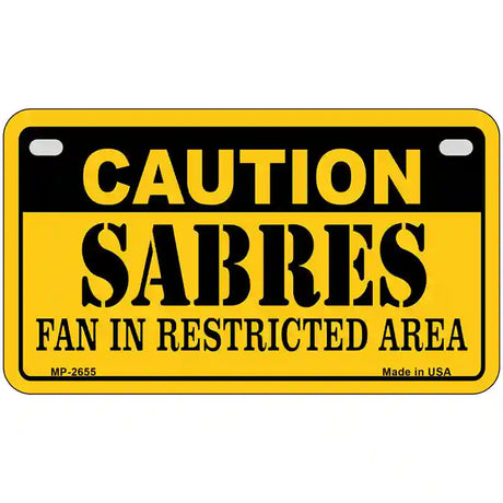 Caution Sabres Metal Novelty License Plate 7" x 4" (MP)