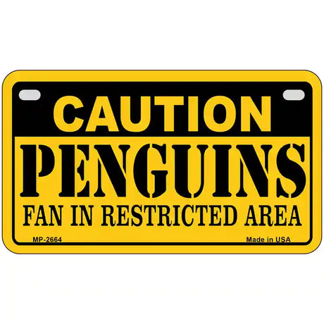 Caution Penguins Metal Novelty License Plate 7" x 4" (MP)