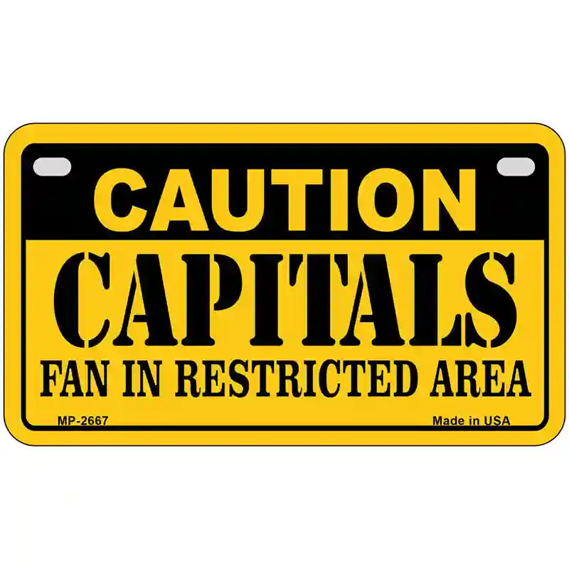 Caution Capitals Metal Novelty License Plate 7" x 4" (MP)