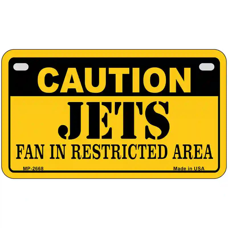 Caution Jets Hockey Metal Novelty License Plate 7" x 4" (MP)