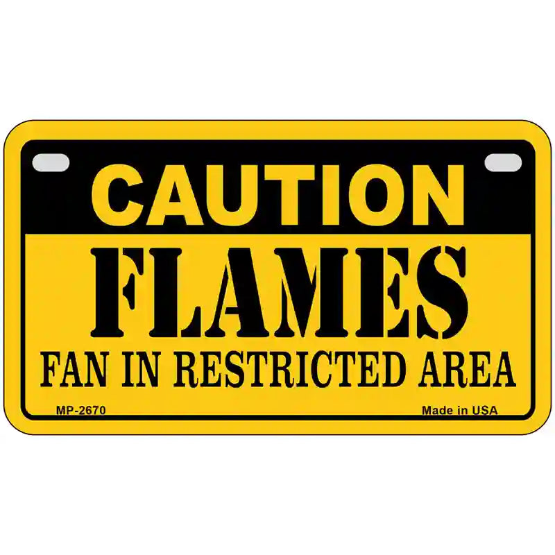 Caution Flames Metal Novelty License Plate 7" x 4" (MP)