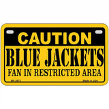 Caution Blue Jackets Metal Novelty License Plate 7" x 4" (MP)