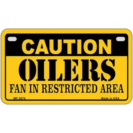 Caution Oilers Metal Novelty License Plate 7" x 4" (MP)