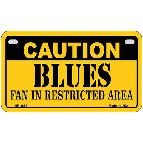 Caution Blues Metal Novelty License Plate 7" x 4" (MP)