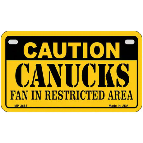 Caution Canucks Metal Novelty License Plate 7" x 4" (MP)