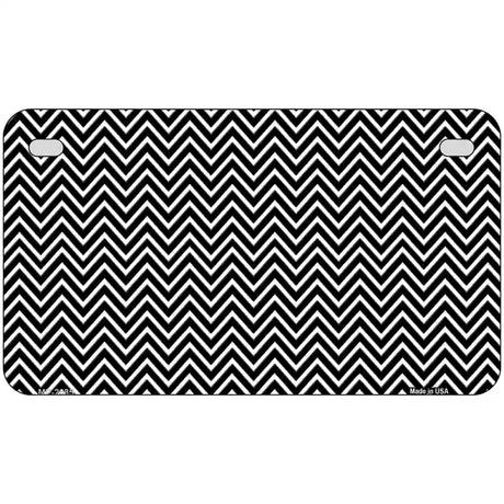 Black White Chevron Metal Novelty License Plate 7" x 4" (MP)