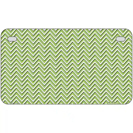 Lime Green White Chevron Metal Novelty License Plate 7" x 4" (MP)