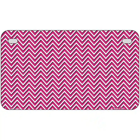 Pink White Chevron Metal Novelty License Plate 7" x 4" (MP)