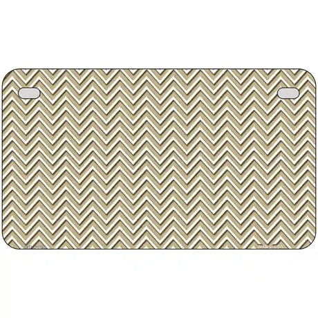 Gold White Chevron Metal Novelty License Plate 7" x 4" (MP)