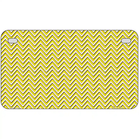 Yellow White Chevron Metal Novelty License Plate 7" x 4" (MP)