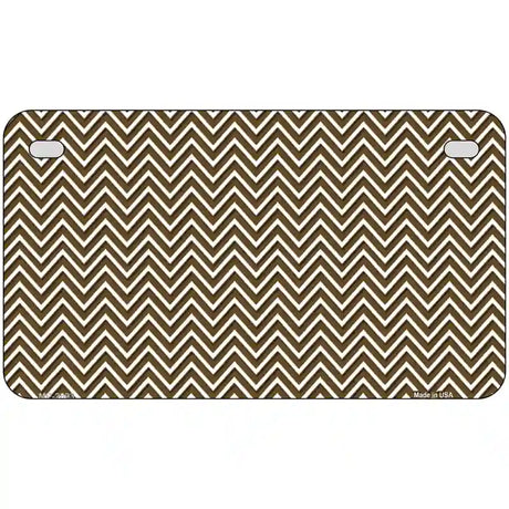 Brown White Chevron Metal Novelty License Plate 7" x 4" (MP)