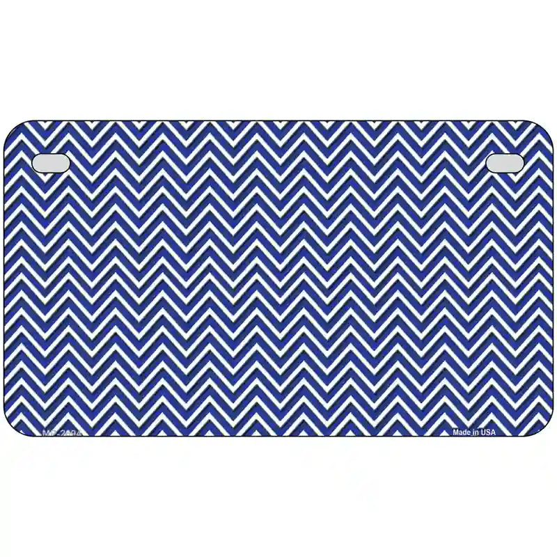 Blue White Chevron Metal Novelty License Plate 7" x 4" (MP)