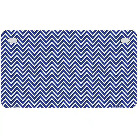 Blue White Chevron Metal Novelty License Plate 7" x 4" (MP)