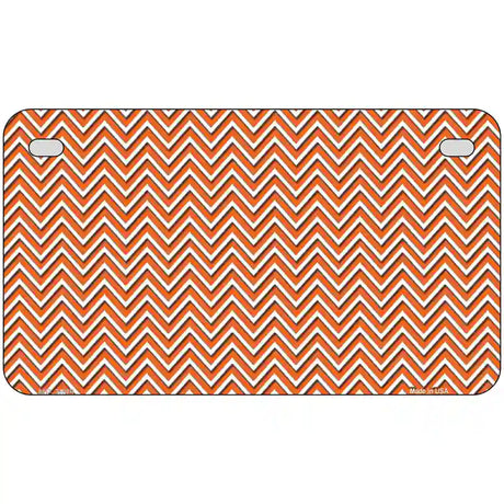 Orange White Chevron Metal Novelty License Plate 7" x 4" (MP)