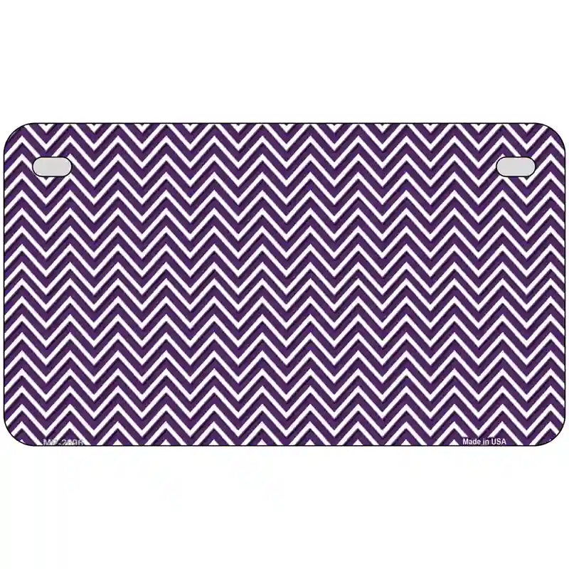 Purple White Chevron Metal Novelty License Plate 7" x 4" (MP)