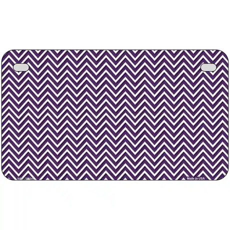 Purple White Chevron Metal Novelty License Plate 7" x 4" (MP)