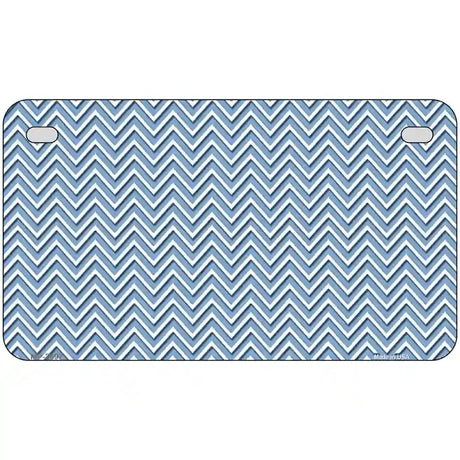 Light Blue White Chevron Metal Novelty License Plate 7" x 4" (MP)