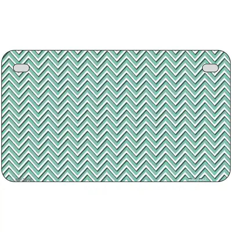Mint White Chevron Metal Novelty License Plate 7" x 4" (MP)