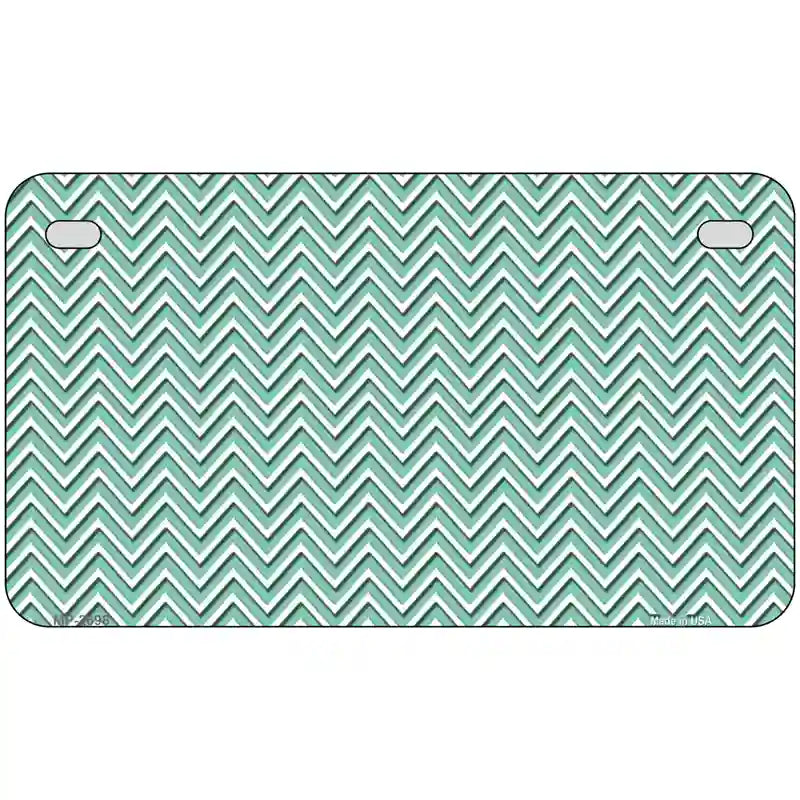 Mint White Chevron Metal Novelty License Plate 7" x 4" (MP)