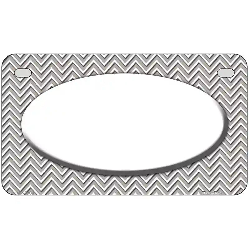 Grey White Chevon White Oval Metal Novelty License Plate 7" x 4" (MP)