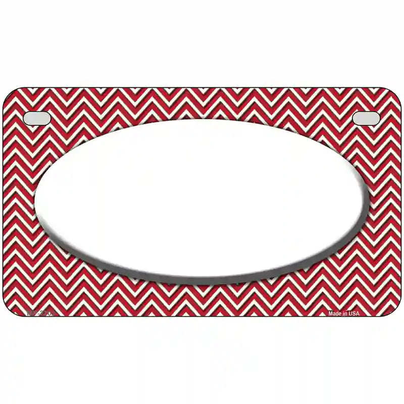 Red White Chevon White Center Oval Metal Novelty License Plate 7" x 4" (MP)