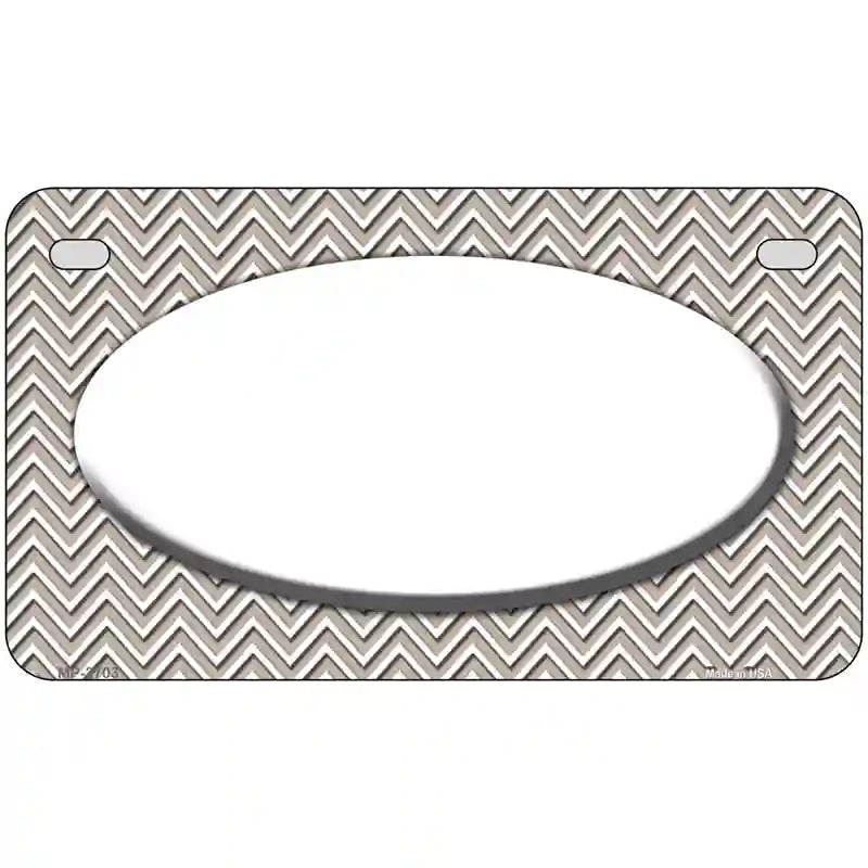 Tan White Chevon White Center Oval Metal Novelty License Plate 7" x 4" (MP)