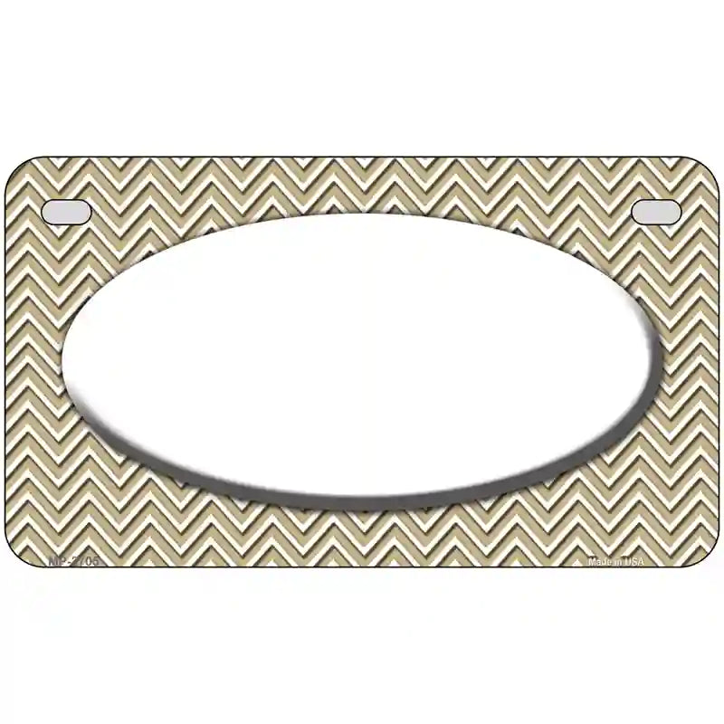 Gold White Chevon White Center Oval Metal Novelty License Plate 7" x 4" (MP)