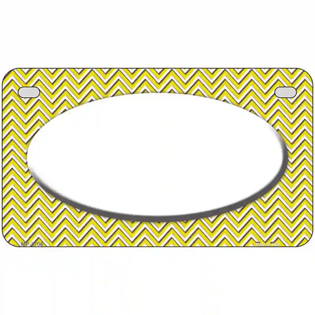 Yellow White Chevon White Center Oval Metal Novelty License Plate 7" x 4" (MP)