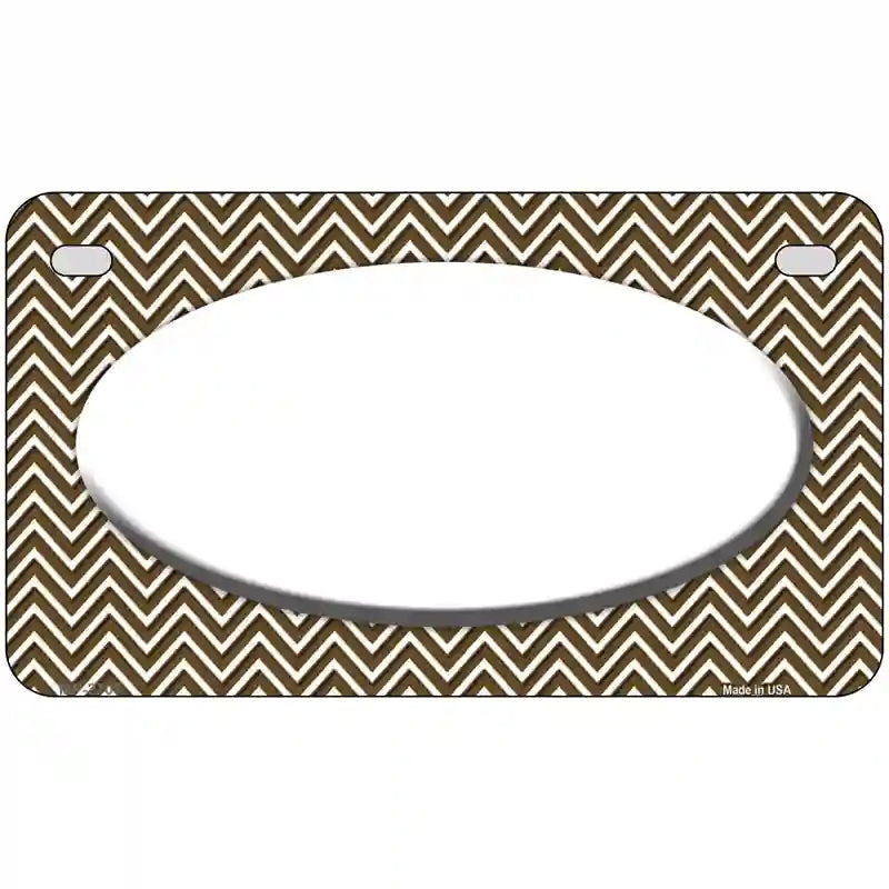 Brown White Chevon White Center Oval Metal Novelty License Plate 7" x 4" (MP)