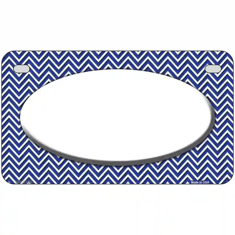 Blue White Chevon White Center Oval Metal Novelty License Plate 7" x 4" (MP)