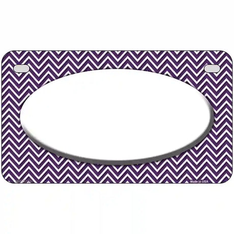 Purple White Chevon White Center Oval Metal Novelty License Plate 7" x 4" (MP)