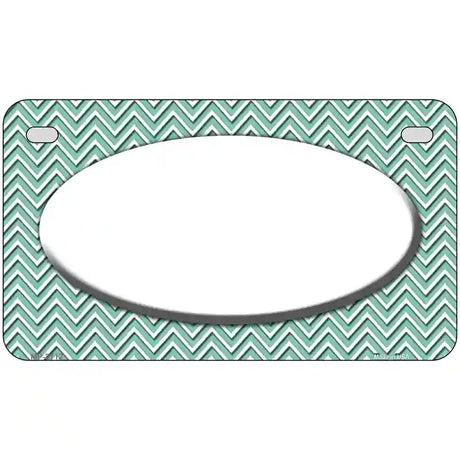 Mint White Chevon White Center Oval Metal Novelty License Plate 7" x 4" (MP)