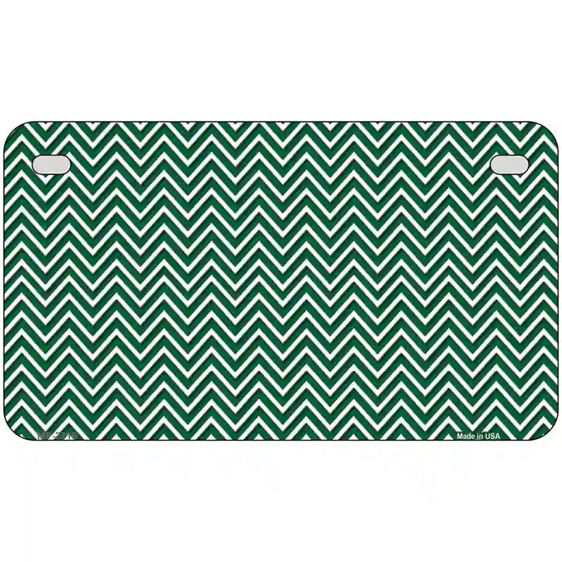 Green White Chevron Metal Novelty License Plate 7" x 4" (MP)