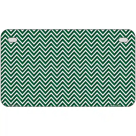 Green White Chevron Metal Novelty License Plate 7" x 4" (MP)