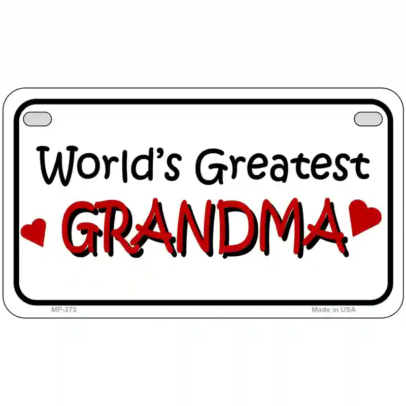 Worlds Greatest Grandma Metal Novelty License Plate 7" x 4" (MP)