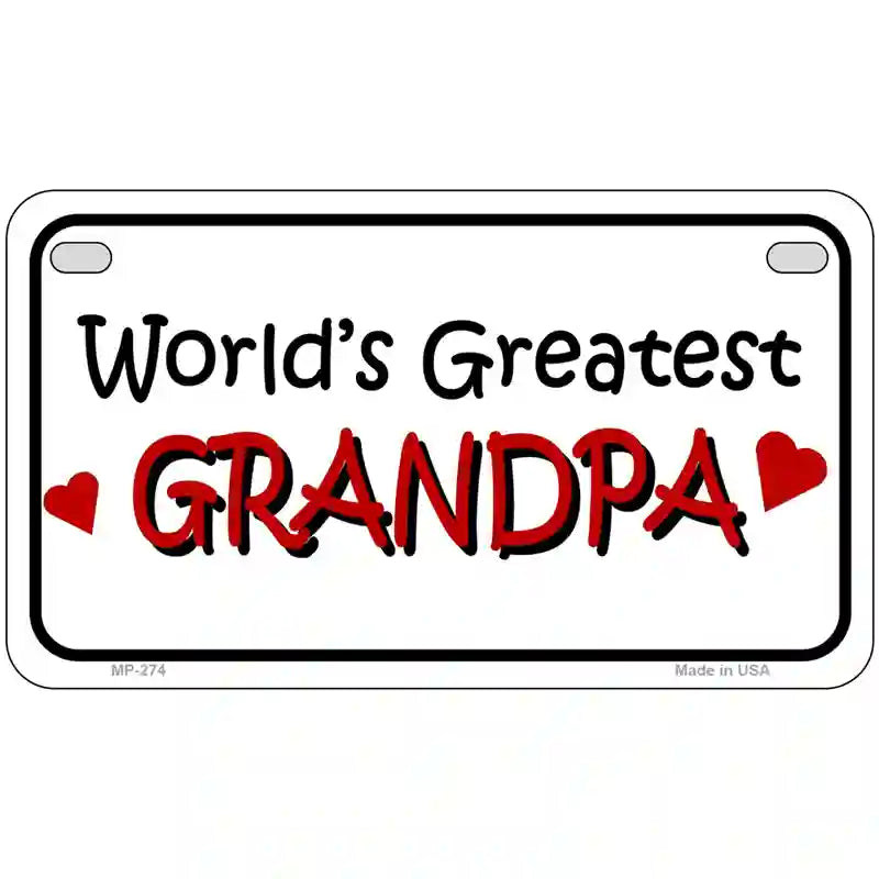 Worlds Greatest Grandpa Metal Novelty License Plate 7" x 4" (MP)