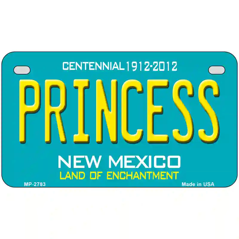 Princess New Mexico Teal Novelty Metal License Plate 7" x 4" (MP)