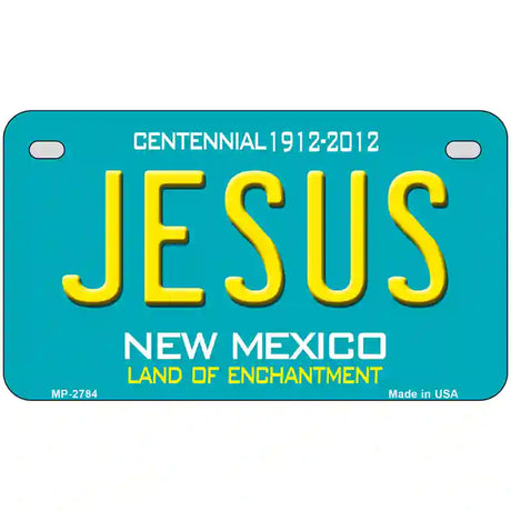 Jesus New Mexico Teal Novelty Metal License Plate 7" x 4" (MP)