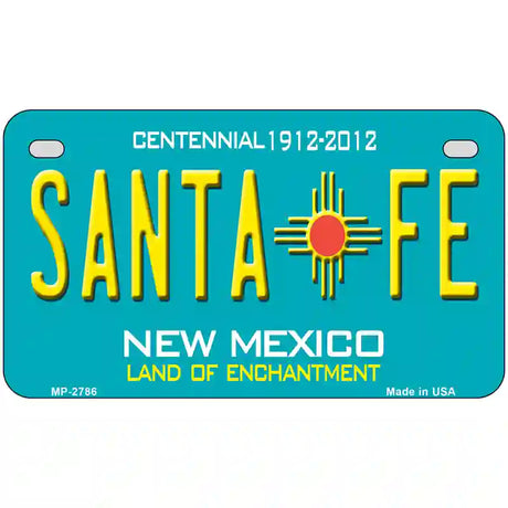 Santa Fe New Mexico Teal Novelty Metal License Plate 7" x 4" (MP)