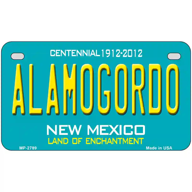 Alamogordo New Mexico Teal Novelty Metal License Plate 7" x 4" (MP)