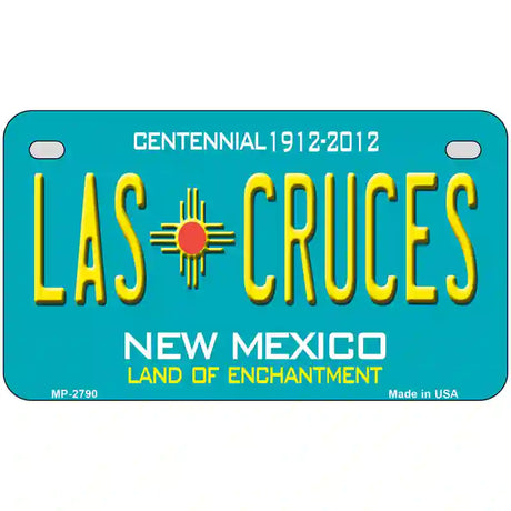 Las Cruces New Mexico Teal Novelty Metal License Plate 7" x 4" (MP)