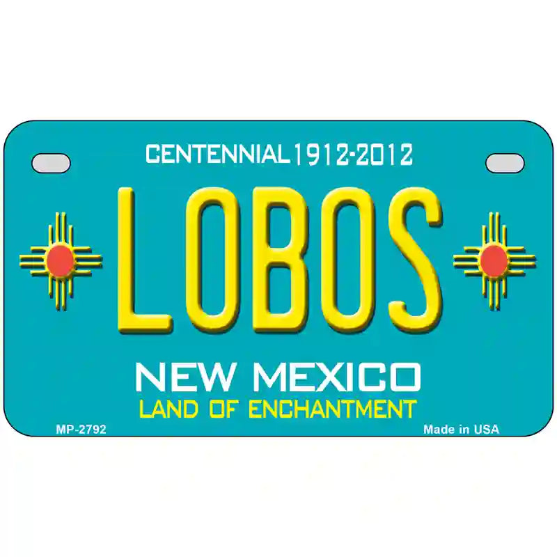 Lobos New Mexico Teal Novelty Metal License Plate 7" x 4" (MP)